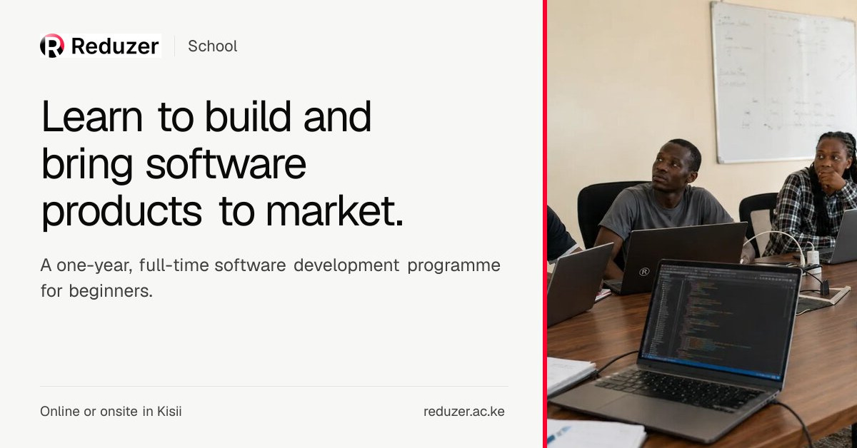 _lennoxomondi's tweet photo. Before I recommend a developer to one of our clients, I need to trust how they think, communicate and handle real work.

That standard is why I built Reduzer School.

One year. Full-time. Online or Kisii. KSh 16k/month. Starts 5 Oct.