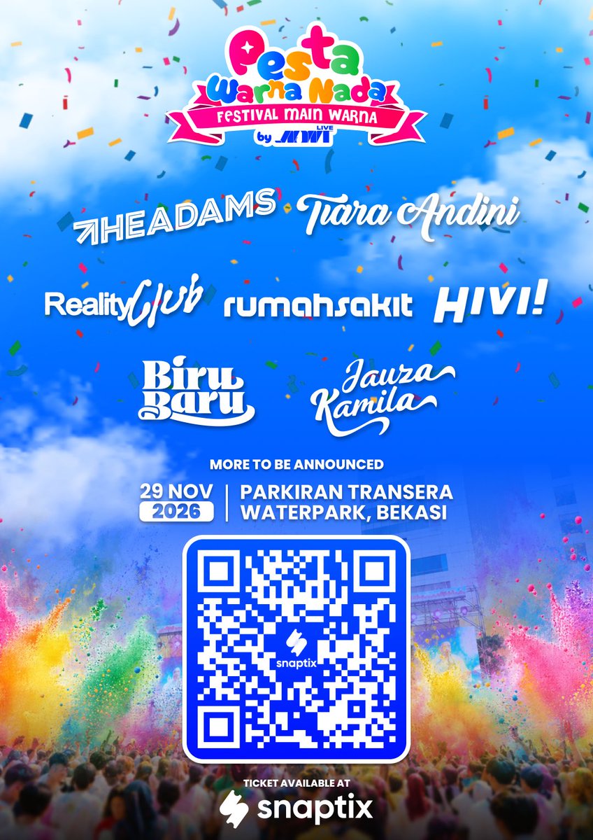 flowcheys's tweet photo. hy guys #wts tiket underweb pesta warna nada, look guys line up nya josjis bgt deh lu liat the adams, fstvlst, rumahsakit dll disatuin gokil kan ditambah main warna2 jg SERUU ABIS, kalo mw sung aja ya hit me by dm !! yu ramaikan bekasea 😘🫰🏻🫰🏻🫰🏻#konserbekasi #zonauang #infokonser https://t.co/Ku5vmENn7S