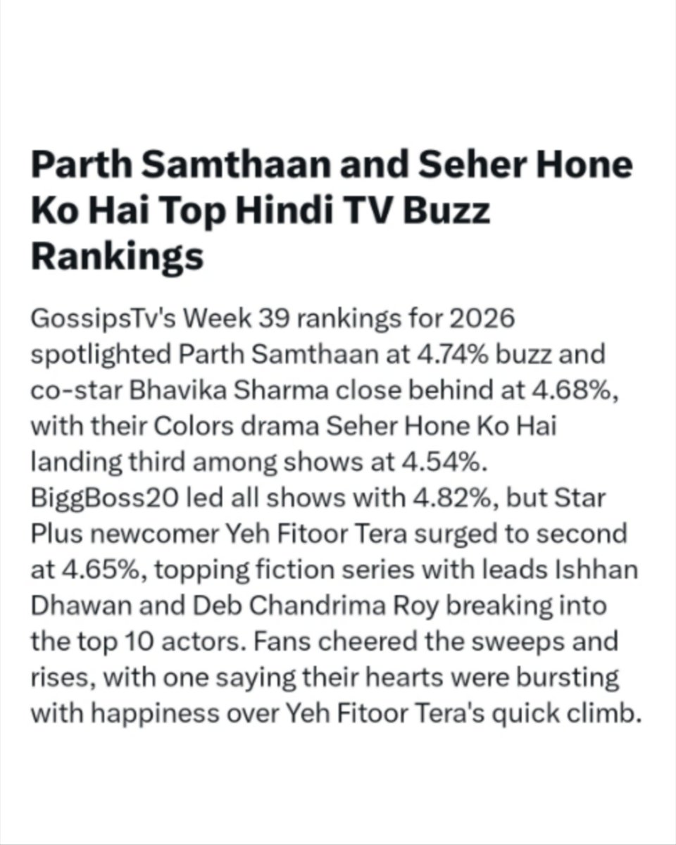 Parthadore's tweet photo. Day-by-day Parth is ruling 

#ParthSamthaan #SeherHoneKoHai #MahidNiyazi https://t.co/RAtIfXqp3n