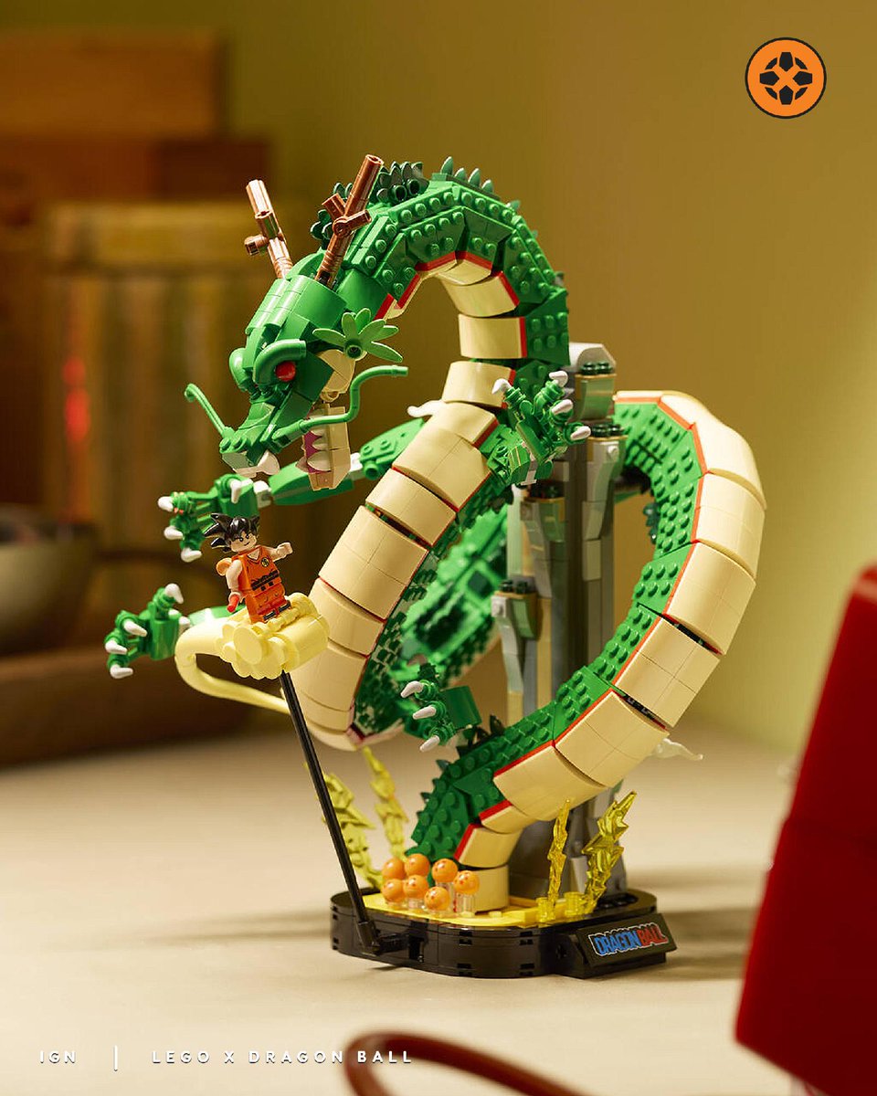 IGN's tweet photo. LEGO has unveiled their new 1764-piece Dragon Ball set, which features an enormous Shenron and a minifig of Goku gliding on a Flying Nimbus. https://t.co/LpI3DyWU3Y https://t.co/0PIGrRZLEm