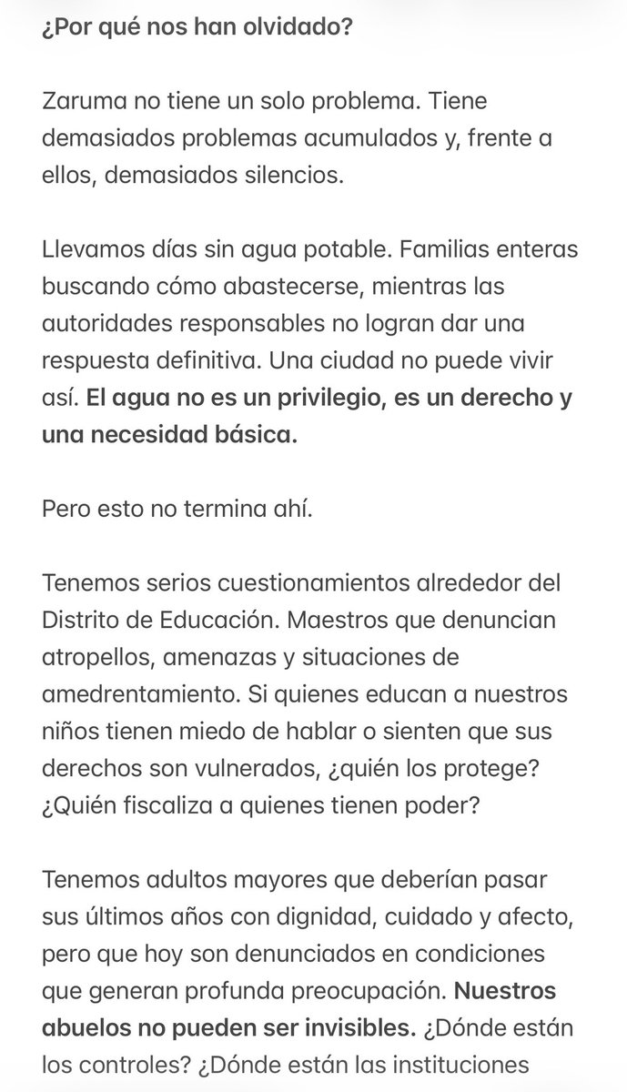 danielahidalgom's tweet photo. Presidente @DanielNoboaOk,

Le escribo como zarumeña, con preocupación, pero también con el dolor de ver cómo mi ciudad, #Zaruma, la ciudad que amo y que llevo en el corazón, parece haberse quedado sola.

Y como día a día la luz de la Sultana de El Oro se va apagando. https://t.co/X84eZrz7aX