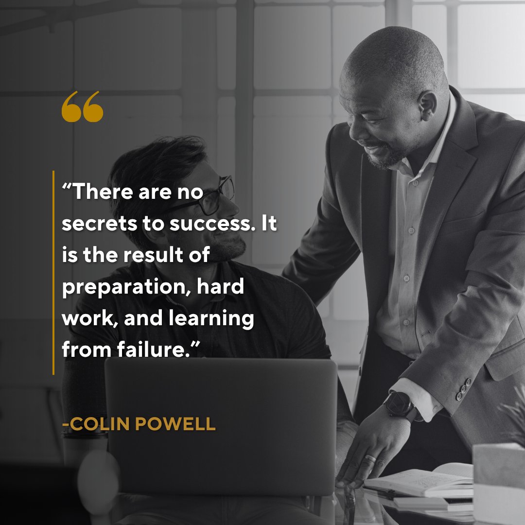 TheHTGroup's tweet photo. "There are no secrets to success. It is the result of preparation, hard work, and learning from failure." — Colin Powell 🎖️
#TheHTGroup #Leadership #CareerGrowth https://t.co/8cGBYT49kj