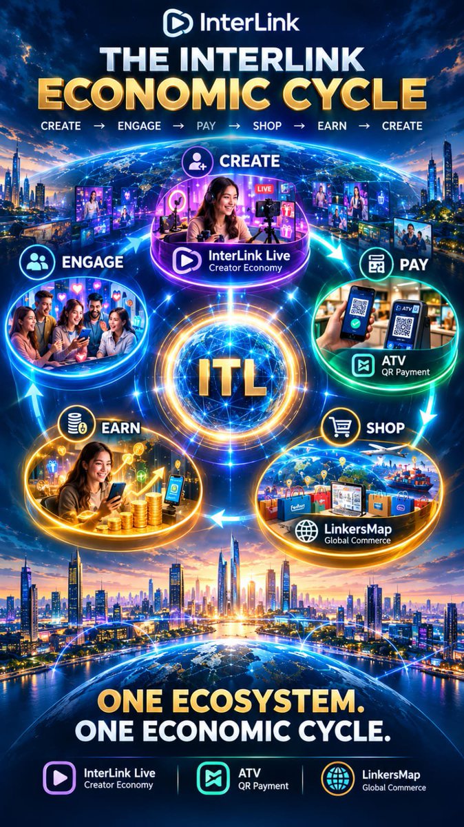 BPithani21997's tweet photo. Create Engage Pay Shop Earn Create.
One ecosystem connecting people, creators, and commerce.
InterLink Live powers the creator economy.
💳ATV QR Payment brings digital payments into everyday life.
🛍️ LinkersMap connects global commerce through one network.

#InterLink #ITLG #ITL https://t.co/n9f78JS5rP