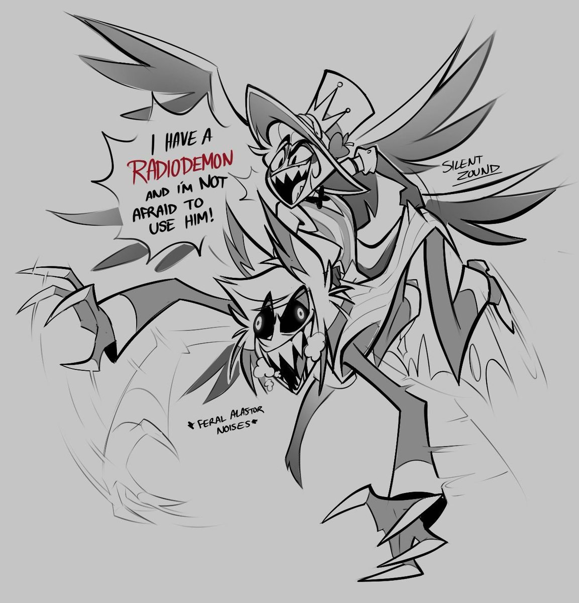 radioecho17's tweet photo. New doodle from Tia on Bluesky featuring Alastor and Lucifer! #Hazbin https://t.co/1d8mAA1aog