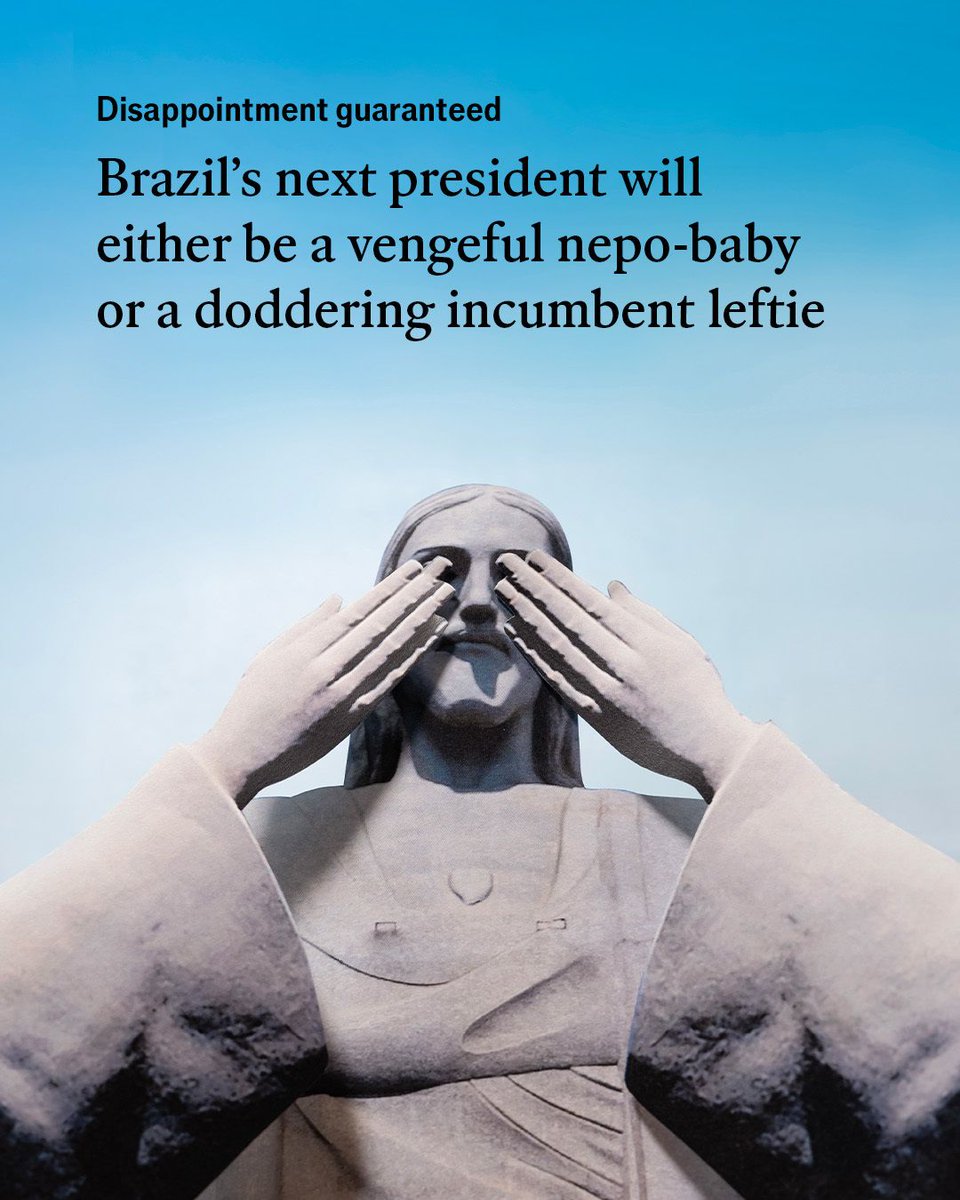 TheEconomist's tweet photo. Brazil has vanquished hunger, hyperinflation, military rule and a coup attempt in just a few decades. The next presidential term, however, is likely to be a shambles, https://t.co/Tp71oqwBrU

Illustration: Ben Denzer https://t.co/cSGS9thgCB