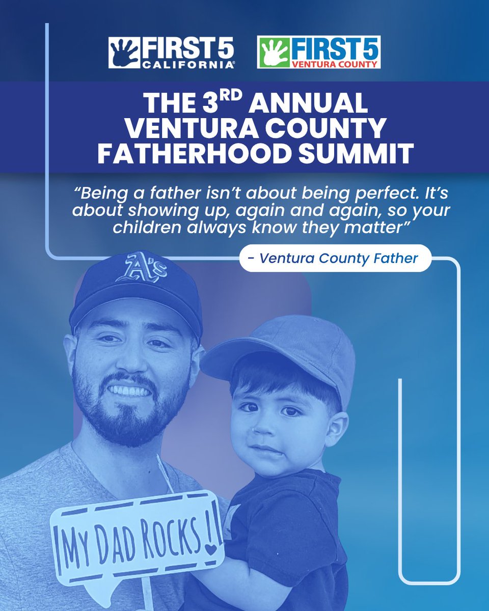 First5CA's tweet photo. First 5 California is proud to have been a sponsor of the 3rd Annual Ventura County Fatherhood Summit. Hosted by First 5 Ventura County, the summit welcomed families and featured a resource fair connecting parents to local community organizations, hundreds of giveaways, and workshops designed around navigating fatherhood. 

We congratulate First 5 Ventura County for hosting such a successful event, and we applaud them for their continued commitment to supporting parents and children countywide and providing them with the resources they need for success. 👏