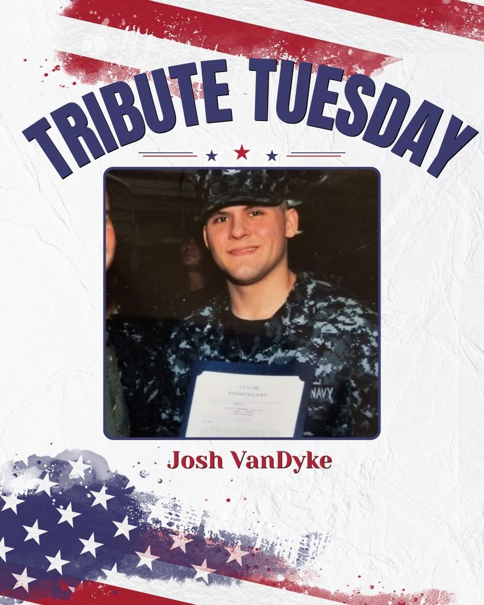 BKCFF's tweet photo. This #TributeTuesday, we honor U.S. Navy veteran Joshua VanDyke. Joshua served five years as an Aviation Ordnanceman aboard the USS Enterprise, completing two deployments. Today, he continues to serve by helping fellow veterans navigate life after the military. https://t.co/yJkwcVRkEc