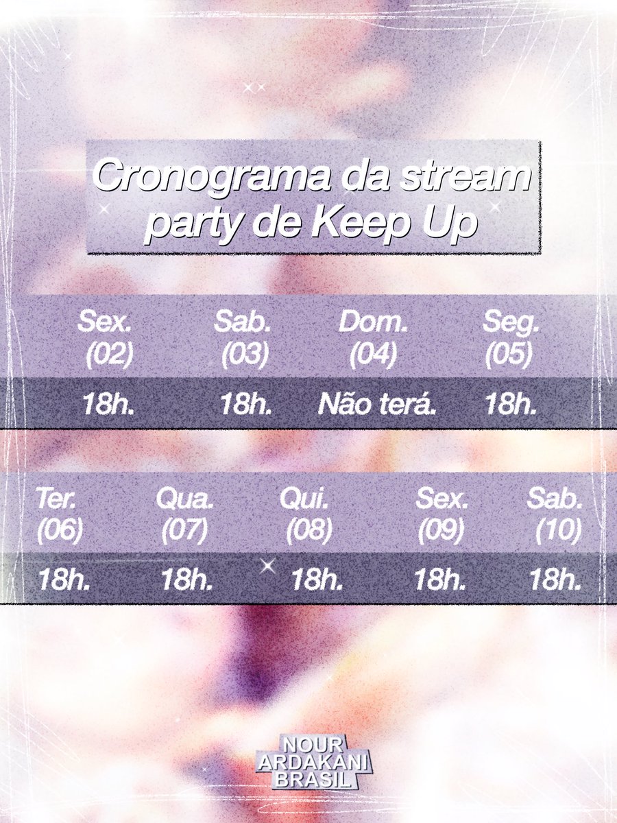 nourardakanibr's tweet photo. ‘KEEP UP’ STREAMING PARTY! 🌟

Do dia 02/10 à 10/10, vamos nos reunir para uma streaming party especial em comemoração ao lançamento de “Keep Up”, a primeira música solo de Nour Ardakani. 🪽

Contamos com vocês, Angels! 🪽🎧
#CanYouKeepUp #KeepUpWithNour https://t.co/ZP3Nc7IyzR