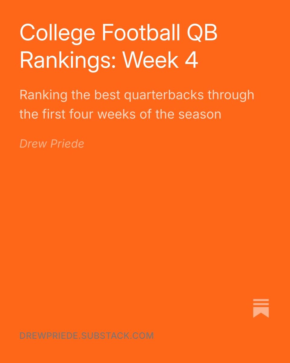 sporting_drews's tweet photo. College Football Quarterback Rankings: Week 4

- Mensah continues to amaze
- Keelon Russell making moves
- Give Mestemaker some flowers

https://t.co/TE68YYZUuP https://t.co/XtmGrskJBU