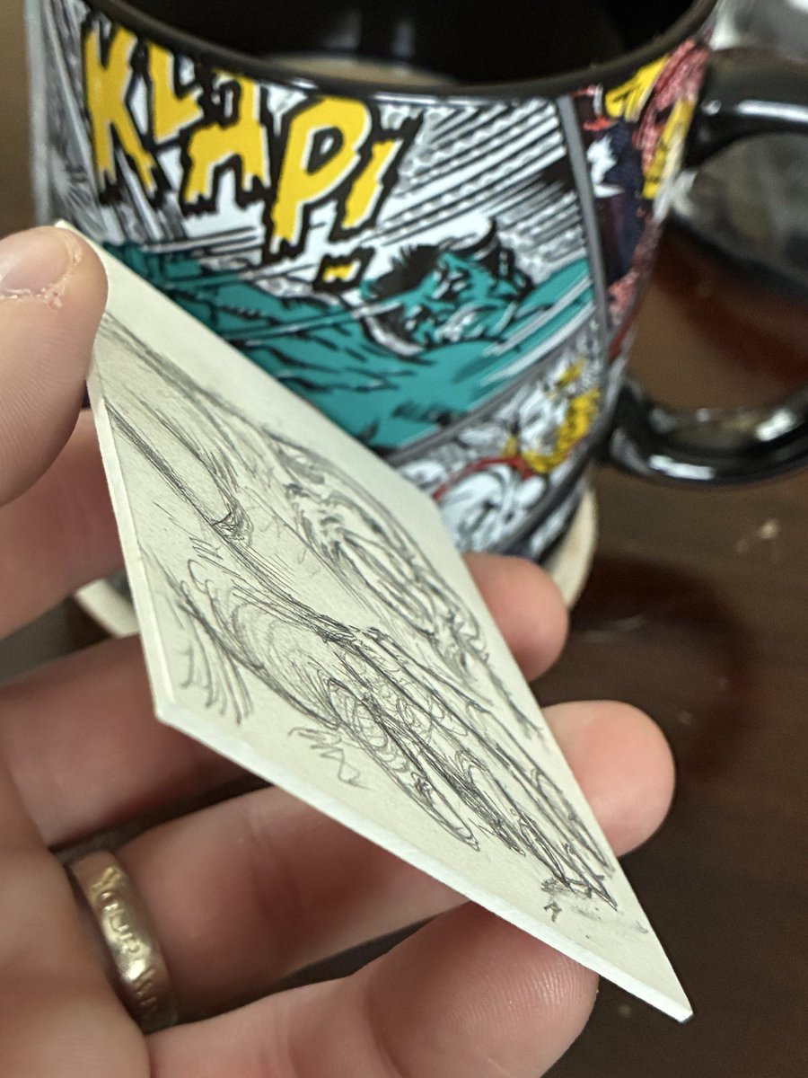 MikeWLynch's tweet photo. WIP. A request from a follower on X. I’m going to be doing a bunch of these sketch card size on illustration board scraps to test out some inks with watercolor to prep for a new commission. #sasquatch #wip #sketchcard #pencilsketch #alphaflight https://t.co/Ywo8XN5Pr3