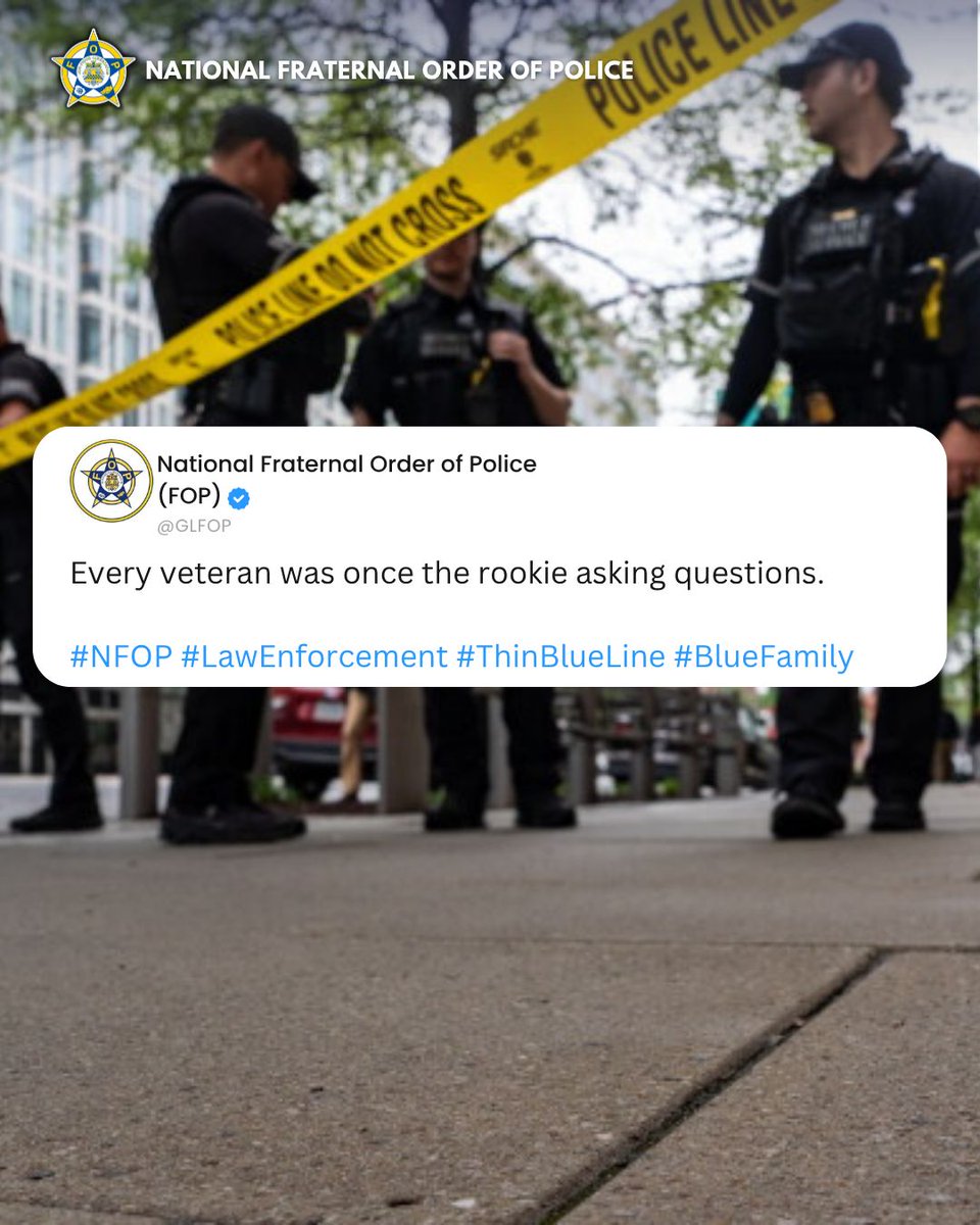 GLFOP's tweet photo. Remember the people who gave you patience when you were learning. Someone coming up behind you needs that same patience now.
#Mentorship #LawEnforcement #FOP #Leadership #PoliceLife https://t.co/JWvgKEgLmB