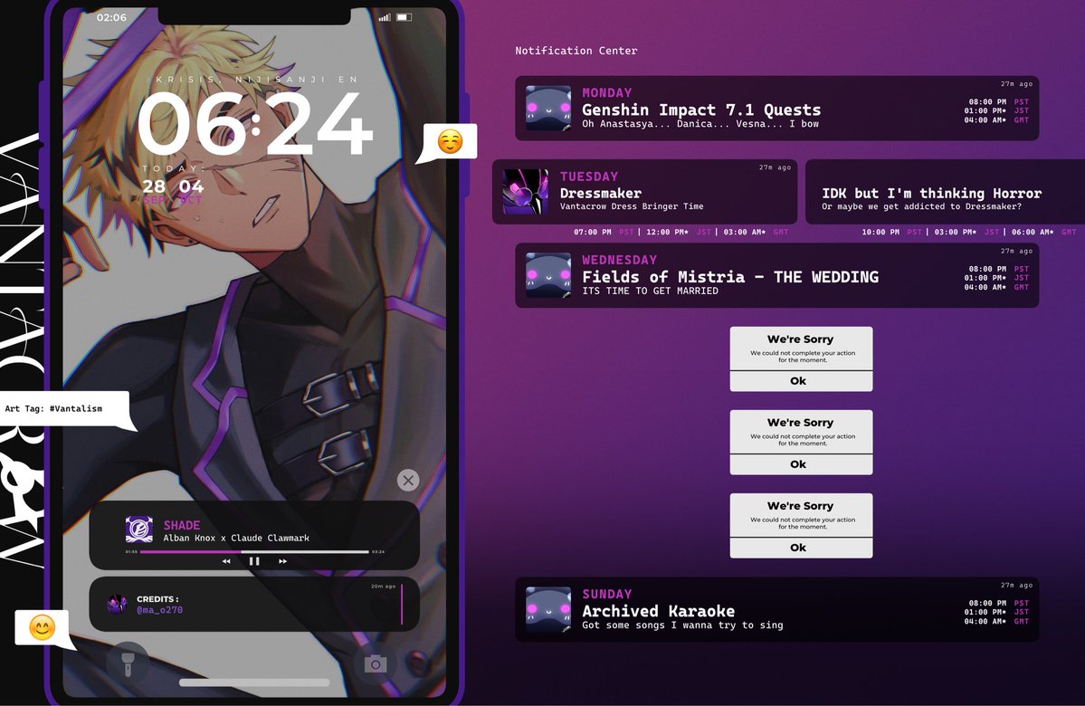 Tyrant_Vanta's tweet photo. 🃏WEEKLY SCHEDULE🔪
Schedule for the week of September 28th!

Forced days off this week so let’s enjoy the days I’m on! :D https://t.co/nfCtwfmSgs
