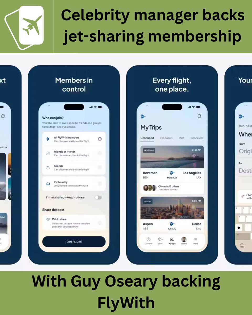 DougGollan's tweet photo. Guy Oseary is backing a jet-sharing membership that has partnered with Executive Jet Management for by-the-seat charter flights. 
https://t.co/qXWetp7n2c 

#jetcard #privatejet #jetmembership #luxurytravel #businesstravel #privatejets #privateaviation #executivejet #flywith https://t.co/6EMubQf7zx