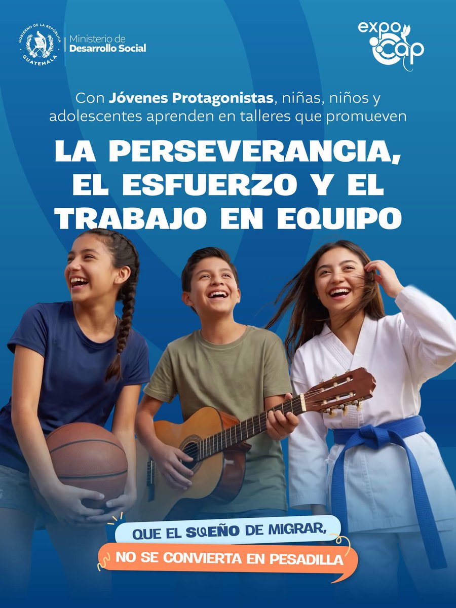 Midesgt's tweet photo. Con #JóvenesProtagonistas trabajamos por un país en el que niñas, niños y adolescentes puedan crecer y aprender. 👦🏽👧🏽
Que el sueño de migrar no se convierta en pesadilla.
#ExpoCAP https://t.co/hzv8vj4jWq