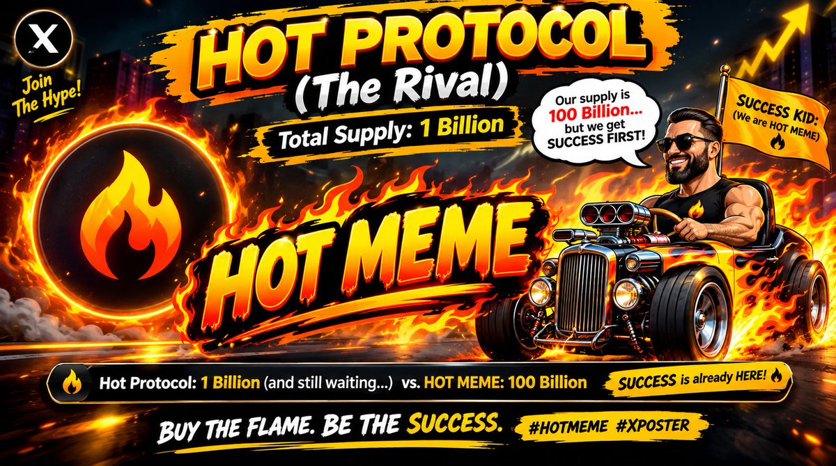 hotmeme_coin's tweet photo. 🔥 HOT MEME is heating up! 🔥
100 BILLION supply. 💯🔥
Big vision. Big energy. Zero limits. 🚀
The flame is only getting started…
Success is coming. Are you ready? 👀
#HOTMEME #HOTProtocol #MemeCoin #Crypto #XPOSTER https://t.co/MqjQjaX719