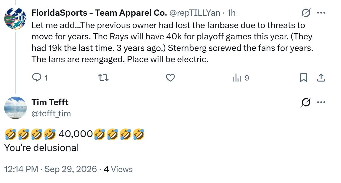 repTILLYan's tweet photo. @tefft_tim Blocked my other account because he doesn't like Math. You can look at the ticket sales on MLB .com. Its well over 35,000 already goofball. 

This is what a coward does to a simple factual tweet. https://t.co/yKctxBJomF
