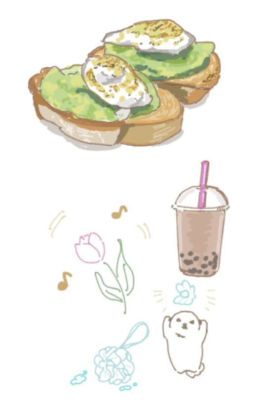 n_kagetsu's tweet photo. これは絵チャに誘っていただいたもの（最近食べて美味しかったパン） https://t.co/qja8vxUhYA