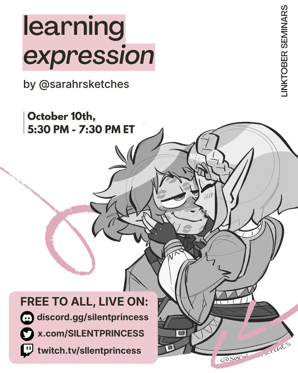 SlLENTPRINCESS's tweet photo. if you're in a drawing slump....

come join us in our linktober art webinars 🩵

every saturday in october

seminars by @balo_badartist @sarahrsketches @hellbent_ember @SuccubaRossa and @blupee_blupee 

celebrating human art in the blight of genai ! https://t.co/PSdDFJ2fj1