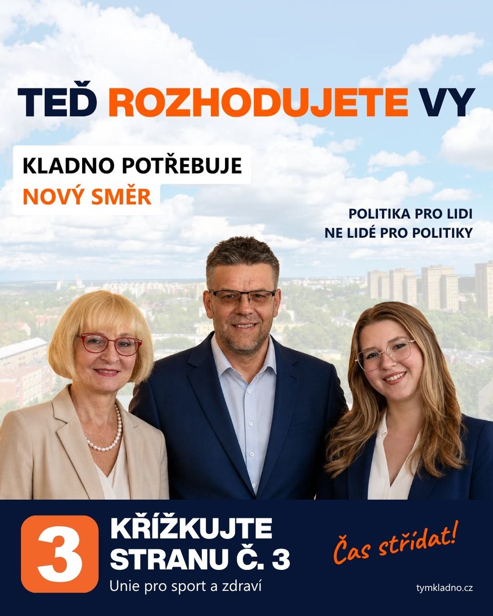 tym_kladno's tweet photo. Kladno je naše společné město. A vy máte možnost rozhodnout, kam se bude dál ubírat.

9. a 10. října rozhodujete vy. 🟠

Pokud chcete změnu, křížkujte TÝM KLADNO – volební stranu č. 3.

#kladno https://t.co/7oGJBXNTGD