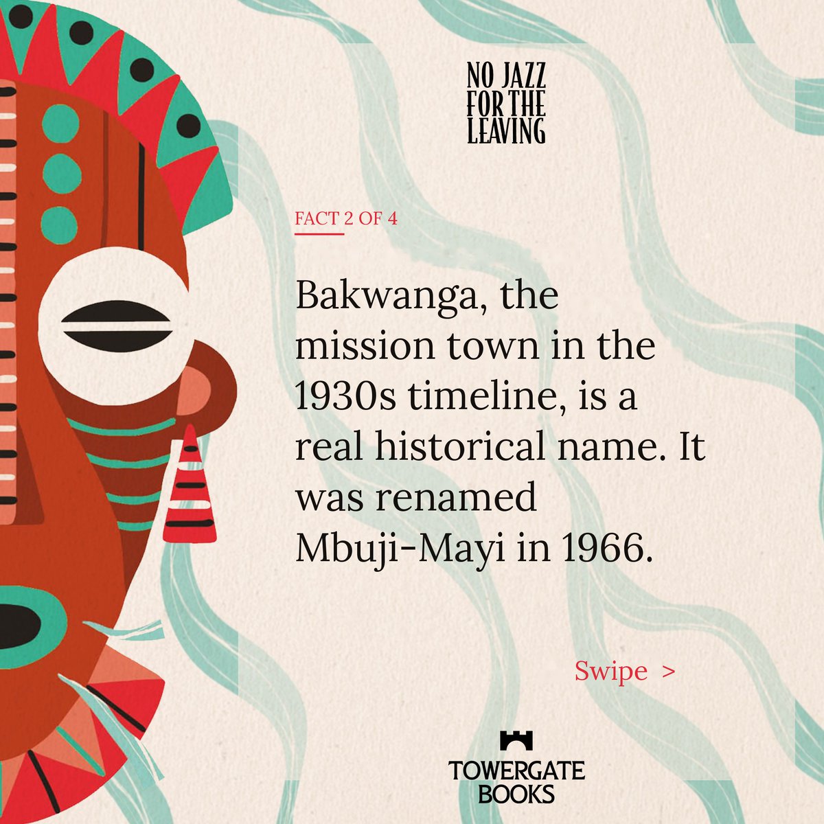 Towergate_Books's tweet photo. Sumbu is fictional. Bakwanga is not. 📖

Swipe for the real Congo behind No Jazz for the Leaving: the town renamed Mbuji-Mayi in 1966, the country that changed names mid-story, and the rumba scene in 1980s Kinshasa.

#NoJazzForTheLeaving https://t.co/GvuHfFNQe5