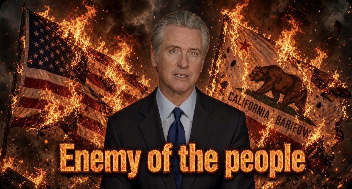 Cartel_Cal's tweet photo. To my fellow proud Americans. This is how we need to view @GavinNewsom. He will no longer be the governor of California in less than 100 days and we need to make sure he is out of politics and out of our lives for good. He destroyed California. Just imagine what he will do to the country. 100% traitor. @GovPressOffice