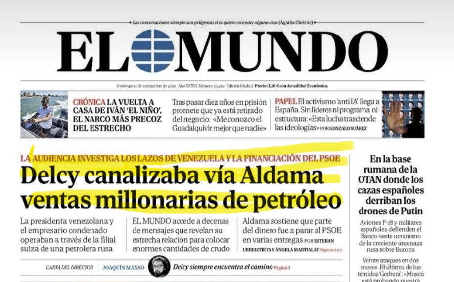 NituPerez's tweet photo. EL MUNDO revela las negociaciones de Delcy Rodríguez con Aldama para vender 2 millones de barriles de crudo cada 15 días a través de una estructura financiera en Rusia. ¿Y entonces… que siga el interinato? https://t.co/8noLZDSXuJ
