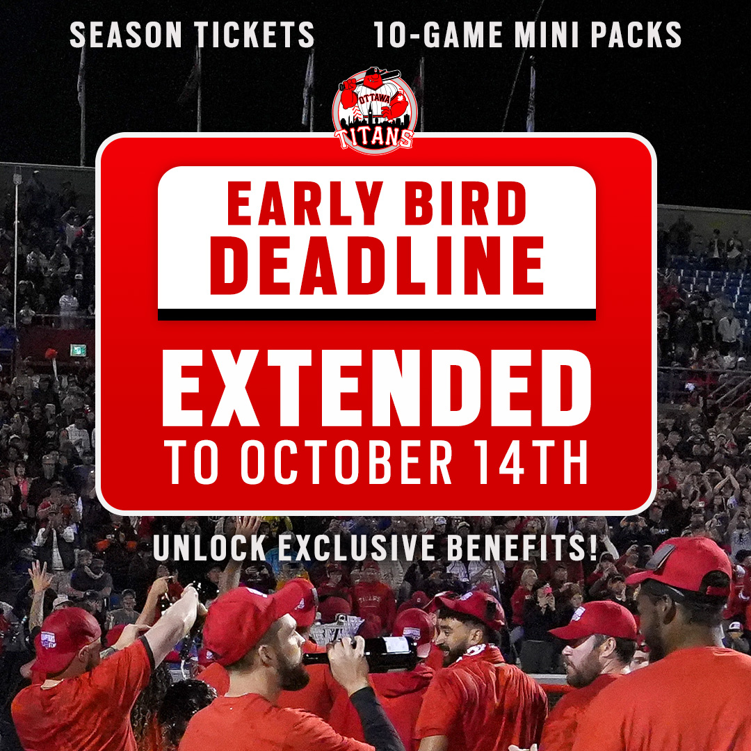 ottawa_titans's tweet photo. Get locked in early for the 2027 season! π₯
We've extended the deadline to grab your 2027 Season Tickets and 10-Game Mini Packs and get exclusive early bird benefits! βΎ
Visit https://t.co/vSw7KNYous to learn more! π
#FullSwing https://t.co/81V3szMGyj