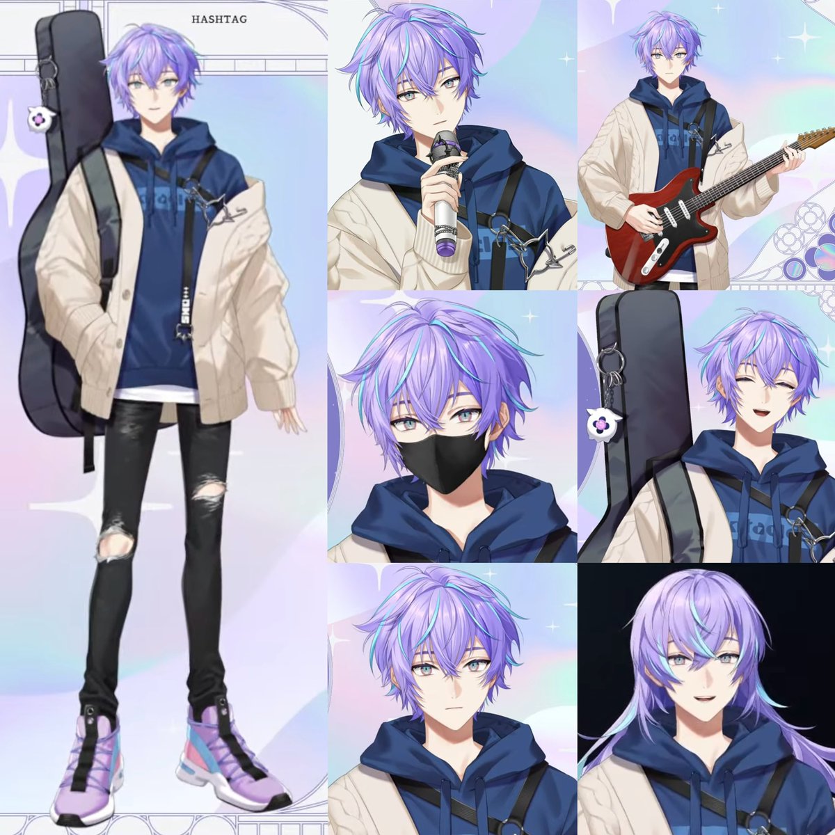 89c3eb_y's tweet photo. 星導さんの新衣装 秋服まとめ

初めてお披露目された誕ジョウ日歌枠で言ってた「秋っぽい服 そして歌を歌いそうな服 ギターとか持ってそうなバンドマンぽい感じの雰囲気」を一気にお出しされ 神 下半身も履いてて安心した https://t.co/AYKYG8AdMT