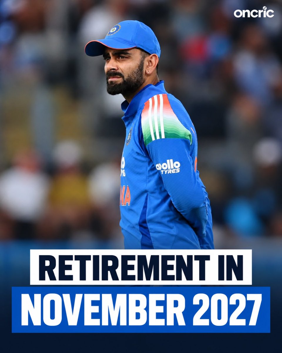 oncric_'s tweet photo. Virat Kohli reportedly set to retire from ODI cricket in November 2027. 👑🇮🇳
A possible final chapter for one of India’s greatest-ever batters. 🏏❤️

#ViratKohli #KingKohli #TeamIndia #ODICricket #CricketNews https://t.co/pRjCaPSYwA