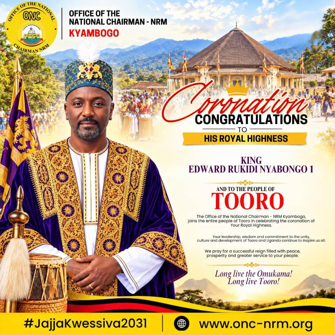 Onc_nrm1's tweet photo. Congratulations to His Royal Majesty, King Edward Rukidi Nyabongo I! 

The Office of the National Chairman - NRM joins the people of Tooro Kingdom and all Ugandans in celebrating this historic milestone. We look forward to your Majesty's impactful leadership in driving unity. https://t.co/gN0qEMPdnM