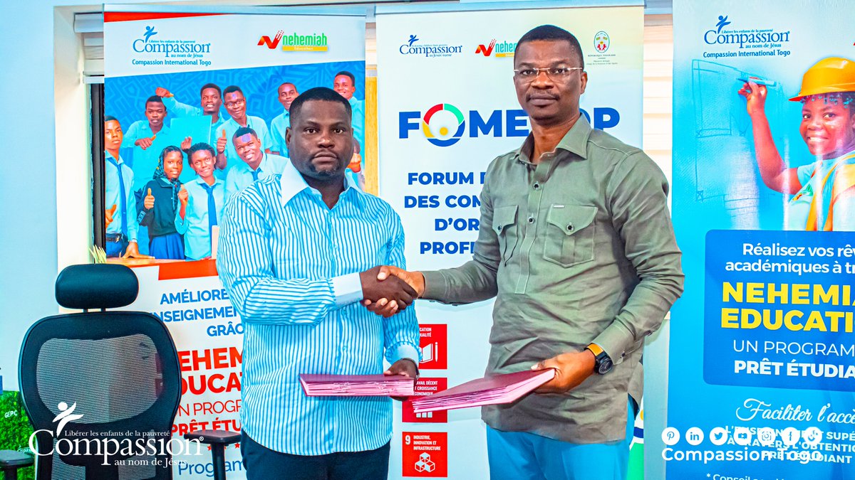 CompassionTg's tweet photo. Compassion Togo est heureuse d'annoncer qu'elle a concrétisé depuis quelques semaines déjà une nouvelle convention de partenariat avec l'Ecole Supérieure des Sciences d'Ingénieurs et de Gestion (ESSIG), une école spécialisée dans la formation des futurs. https://t.co/lvU5rrqcw0