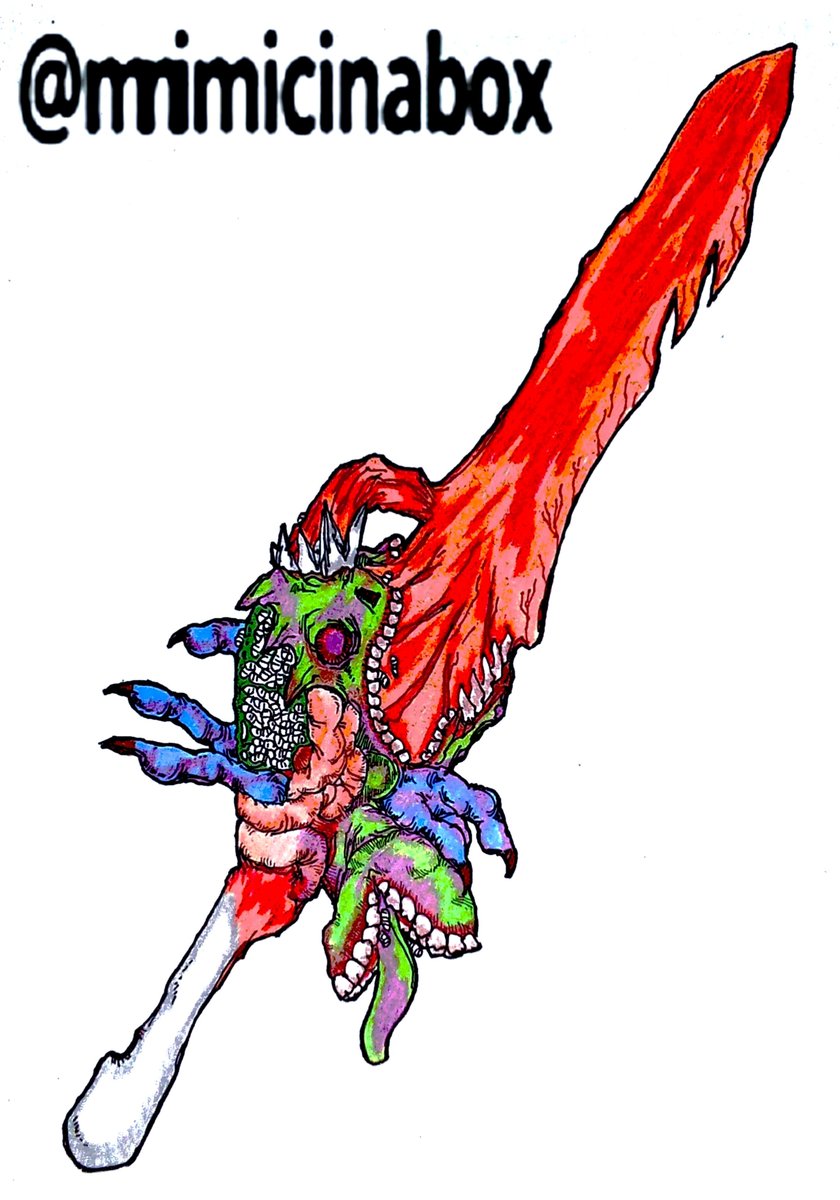 Mimicinabox's tweet photo. 13th day of @faith_schaffer’s 2026 #Swordtember prompts: [Nest]
“Maggot's Nest” - A cursed blade of Necromancy, created from body parts of abominable beings and corpses. With each attacks, a parasite will burrow deep inside your flesh and eating you from within.
#Swordtember2026 https://t.co/oQpQXuXelT