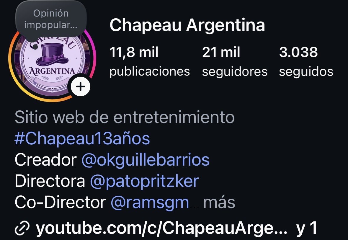OkGuilleBarrios's tweet photo. CHAPEAU es CHAPEAU ARGENTINA, mi portal de teatro, mi creación que con remo y mucho esfuerzo sabemos mantener vivo junto a Pato Pritzker para darle lugar al teatro y arte en general.
Bajo ningún punto acepto que el grupo surgido de Popstars se llame así o parecido. Veremos que me recomiendan mis abogados que están trabajando en el tema pero me parece espantoso y de mal gusto que- teniendo tantas opciones, y más adecuadas para un grupo pop-vayan x ese nombre.
NO LO VOY A TOLERAR SIN AL MENOS HACER ALGO DE RUIDO!
