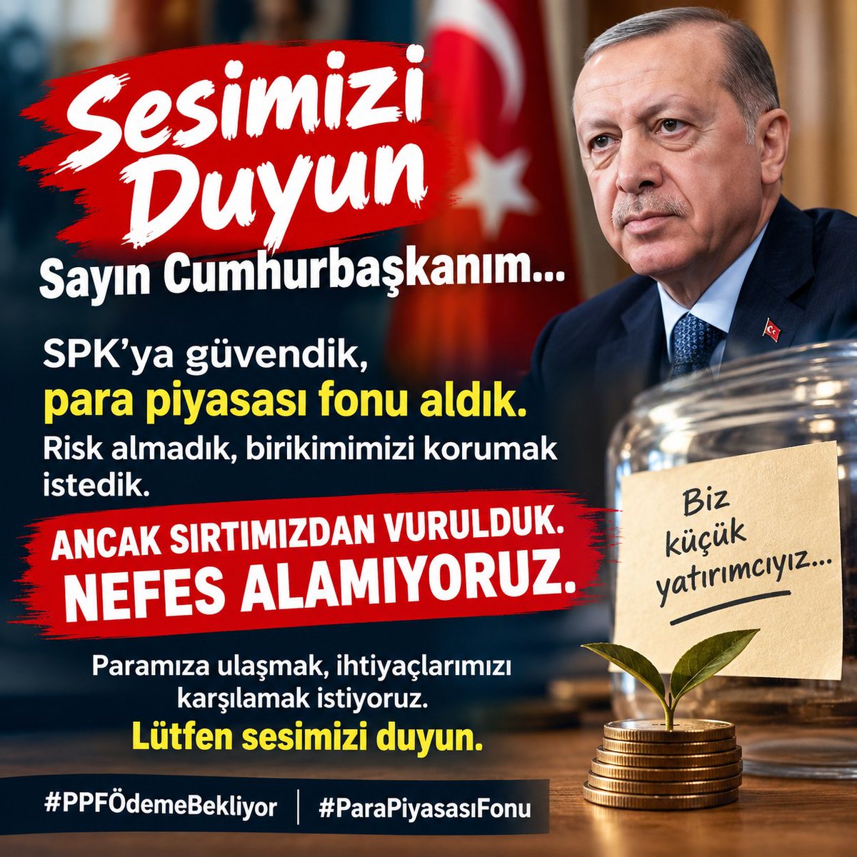 CitakMehmet46's tweet photo. @mkhabertv @Akif_Hamzacebi Sesimizi duyun. Biz artık seçim propagandası istemiyoruz. Net ödeme istiyoruz.Yasalarla korunan kurum, bizi ne zaman koruyacak?? 
Mağduriyetimize son verin #ppfödemebekliyor @memetsimsek
@iletisim @Akparti @oktay_saral
@HMBakanligi @omerrcelik @cevdetyilmaz @mustafaelitas https://t.co/FV2Lyn8kd7
