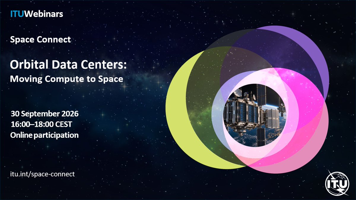 ITUSecGen's tweet photo. 🎧Join us for a forward-looking conversation on Orbital Data Centers, in the next episode of #SpaceConnect tomorrow, Sept 30.
Let's learn more on what it means to move compute to space: https://t.co/N9zYi8Z7Uu https://t.co/tBMH4X5oWE