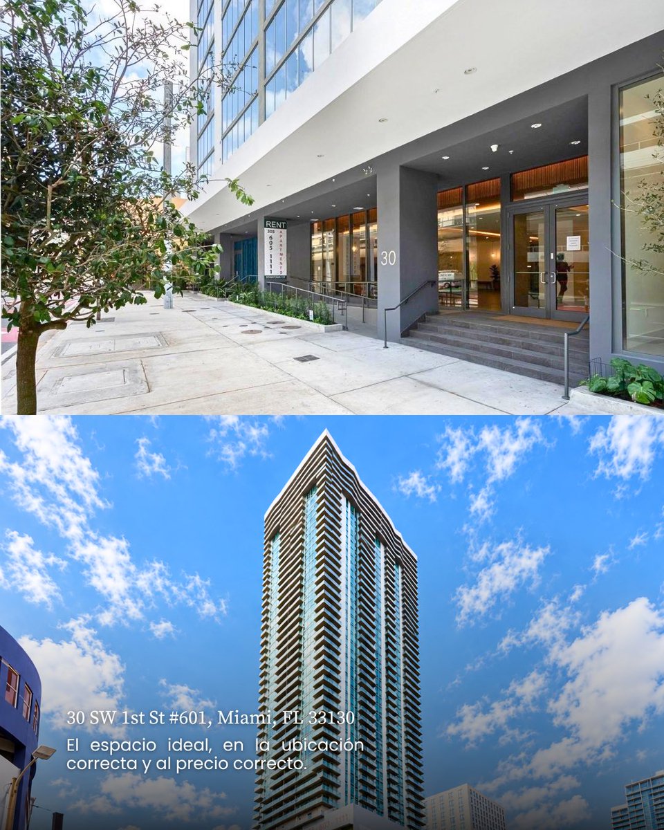 sabizrealty's tweet photo. JUST RENTED 🔑 $5,500/mo

📍 30 SW 1st St #601 · Miami, FL 33130
🏢 Office Space · 24 Month Lease
💼 Total Lease Value: $132,000

¿Tienes un negocio y buscas espacio comercial u oficina en South Florida? 
📩Escríbenos — este también es nuestro trabajo. https://t.co/i6DmA7wUTw