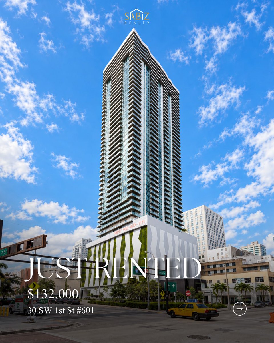 sabizrealty's tweet photo. JUST RENTED 🔑 $5,500/mo

📍 30 SW 1st St #601 · Miami, FL 33130
🏢 Office Space · 24 Month Lease
💼 Total Lease Value: $132,000

¿Tienes un negocio y buscas espacio comercial u oficina en South Florida? 
📩Escríbenos — este también es nuestro trabajo. https://t.co/i6DmA7wUTw