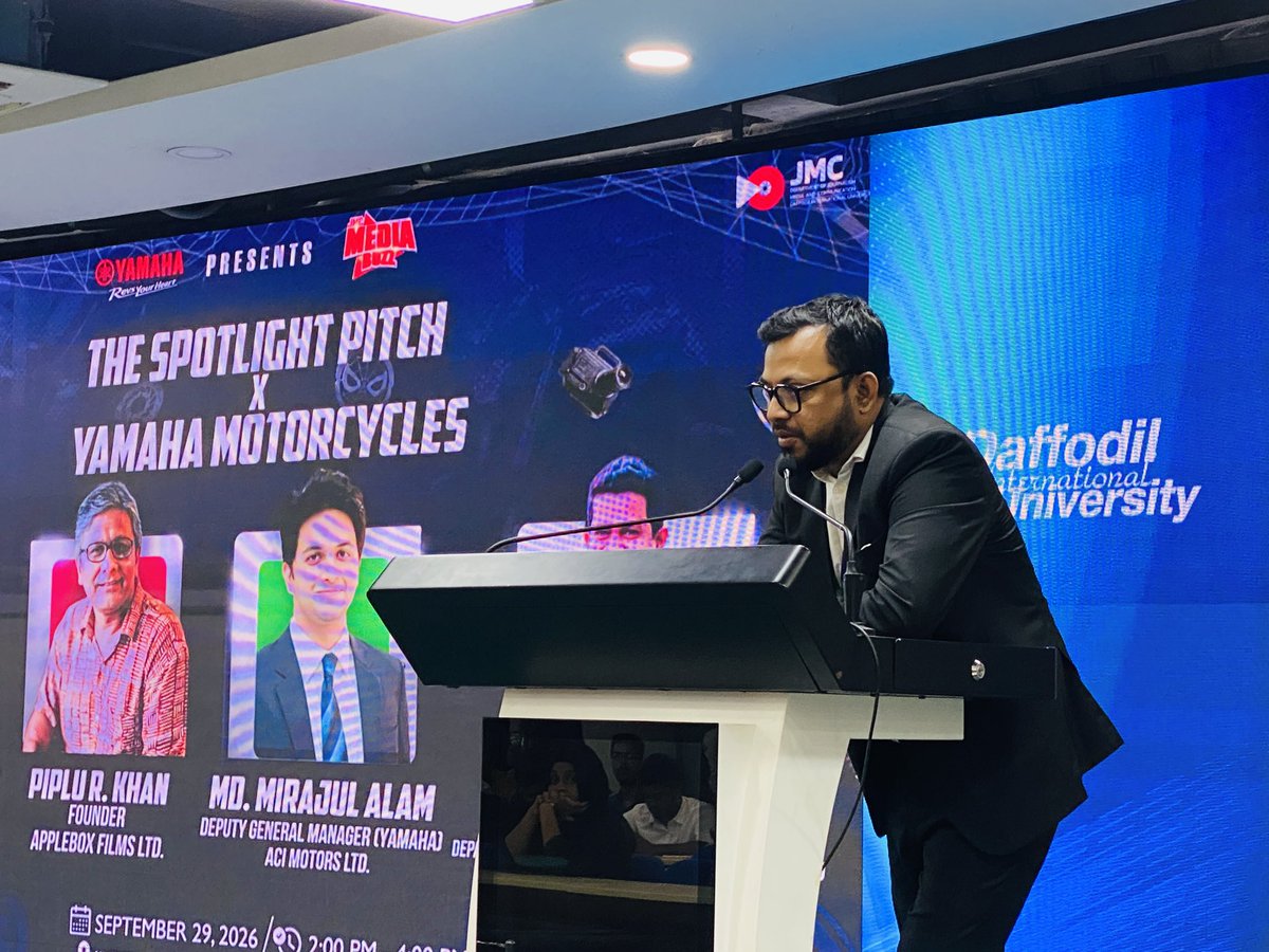 TravelWireX's tweet photo. The Spotlight Pitch × Yamaha Motorcycles has crowned its winners! 🎉 Participants brought their ideas and creativity to the stage, and the top pitches have now been recognized.

Congratulations to all the winners! 👏

#MediaBuzz2026 #SpotlightPitch #Yamaha #DIU #JMC @MoJoJamil https://t.co/mrYCRd6IaY