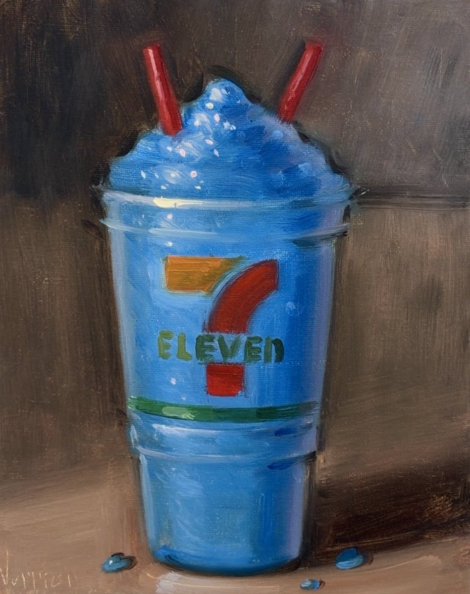 NoahVerrier's tweet photo. My oil painting of an Icee https://t.co/pXk9mm8Bok
