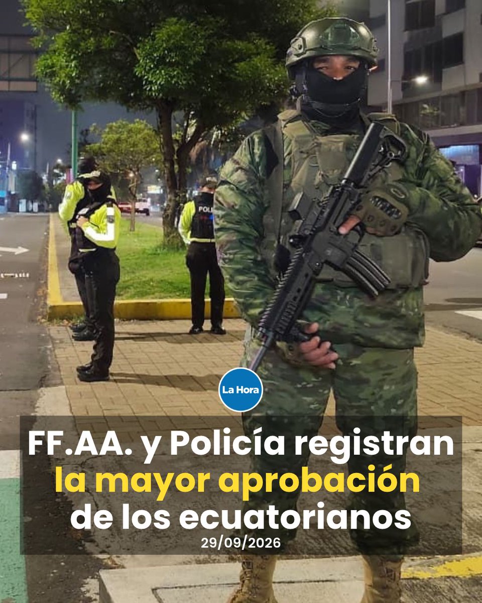 lahoraecuador's tweet photo. 🪖 Las Fuerzas Armadas tienen una aprobación ciudadana del 79% y la Policía Nacional, del 69%, las cifras más altos de apoyo, según una encuesta 📊. Conoce por qué 👉 https://t.co/E7jaf71s6S https://t.co/wBzRT51kQM