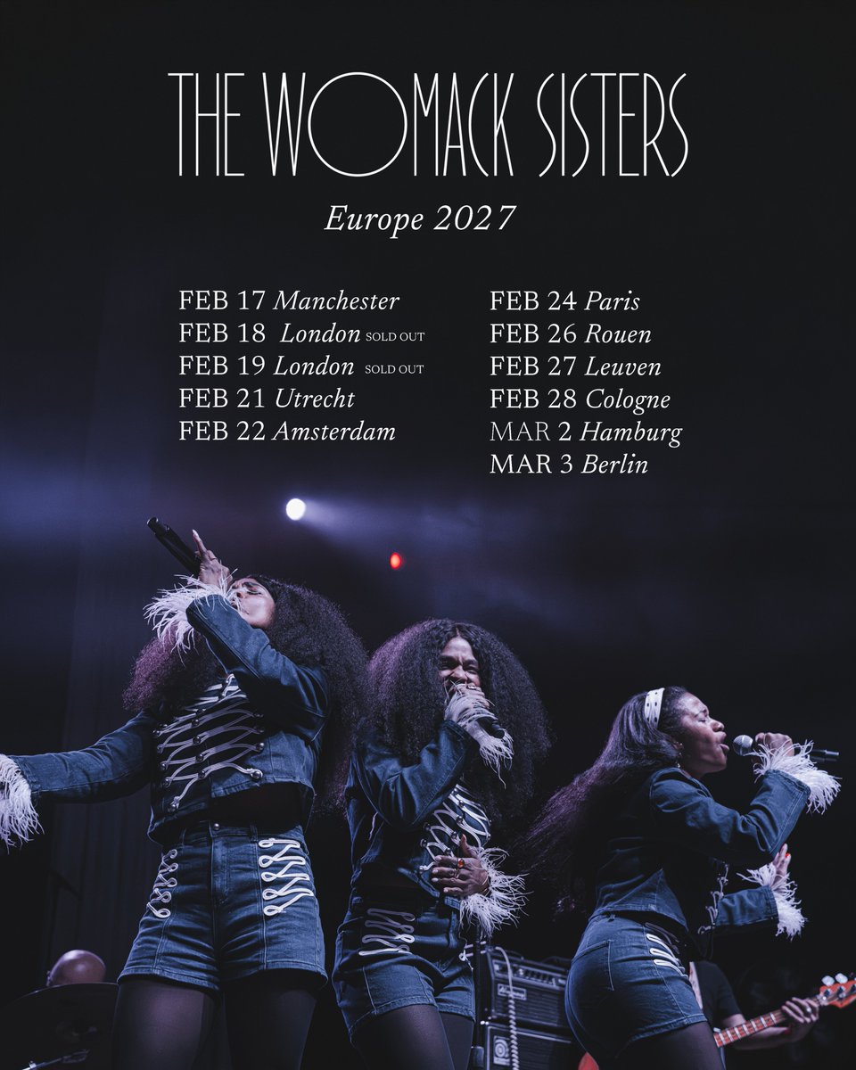Womacksisters's tweet photo. Europe 2027 baby!! We just can’t stay away 🖤

Artist Pre-sale starts tomorrow 9/30. RSVP to get the password: https://t.co/lvu2m3lR8h https://t.co/HUqWm3hkzo