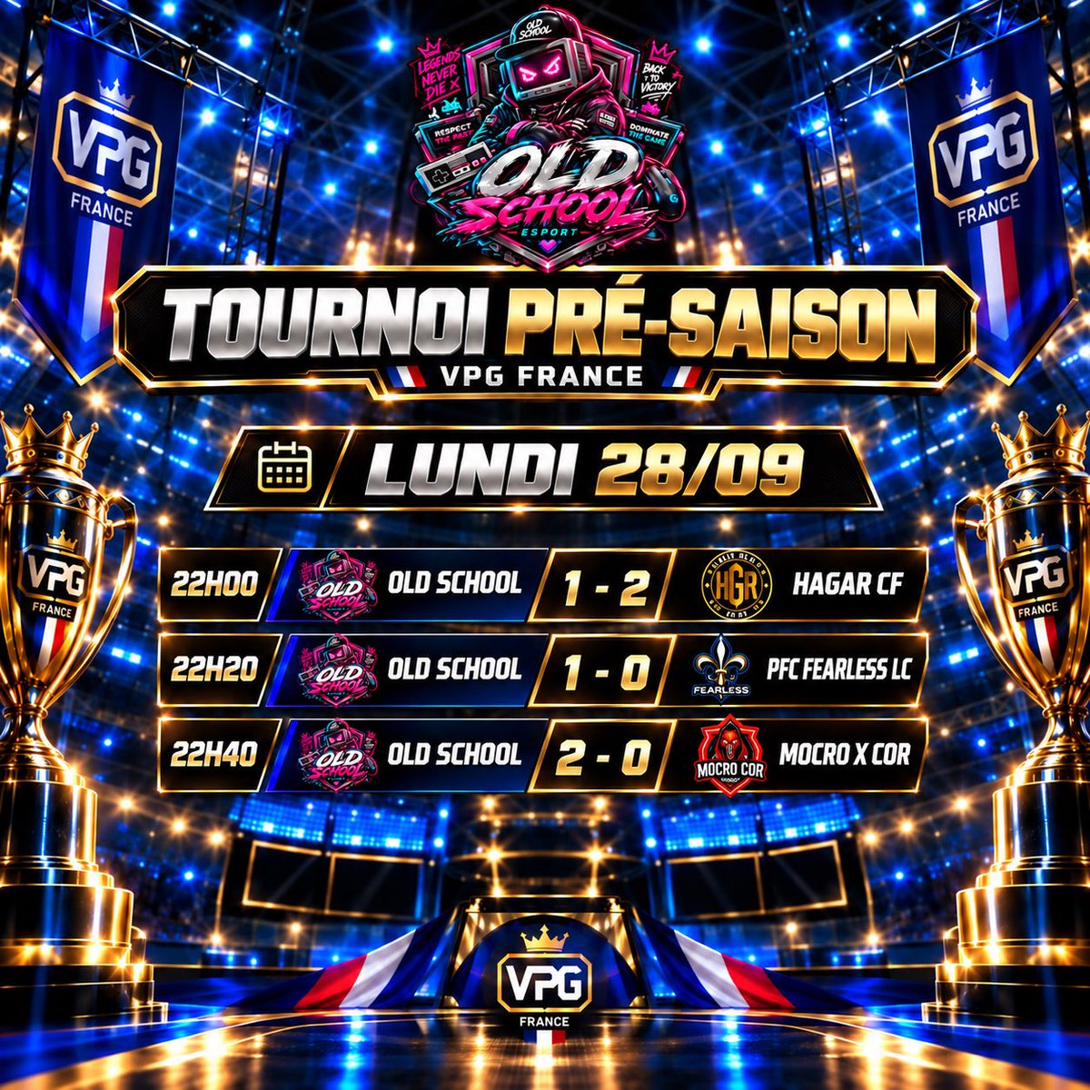 OldSchooleafc's tweet photo. 🔥🏆 RÉSULTATS — TOURNOI PRÉ-SAISON VPG FRANCE 🏆🔥

La Old School termine cette première soirée de pré-saison avec 2 victoires en 3 matchs ! 🎮⚽

❌ Old School 1–2 Hagar CF
✅ Old School 1–0 PFC Fearless LC
✅ Old School 2–0 Mocro X Cor

Une première soirée encourageante avant le début de la nouvelle saison. 💪🔥
On continue le travail ! 👊

@gramildinho @scoupine @VPGFrance_ 

#OldSchool #VPGFrance #PréSaison #EAFC #ProClubs