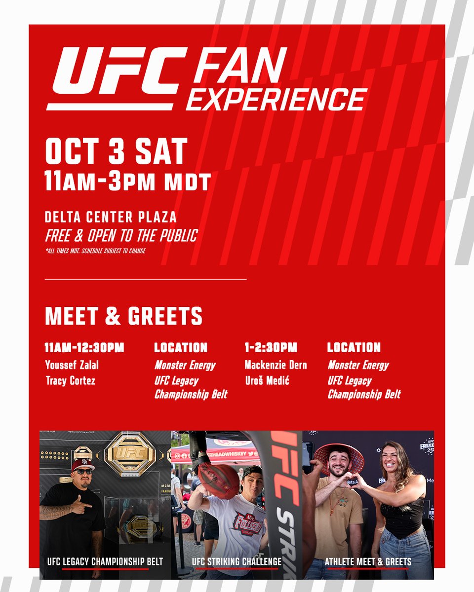 One week, so many ways to experience #UFC332!

Press Conference - Ceremonial Weigh-ins - Fan Experience

[ OCT 3 | LIVE at 8pmET on @​ParamountPlus and @​CBS   