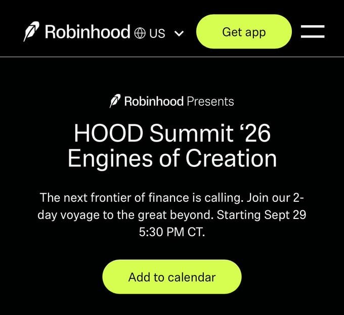 HoodInsiderHB's tweet photo. 🚨 HOOD Summit is happening tomorrow.       

Robinhood CEO Vlad’s keynote begins at 5:30 PM CT https://t.co/OlqWWJAlYV