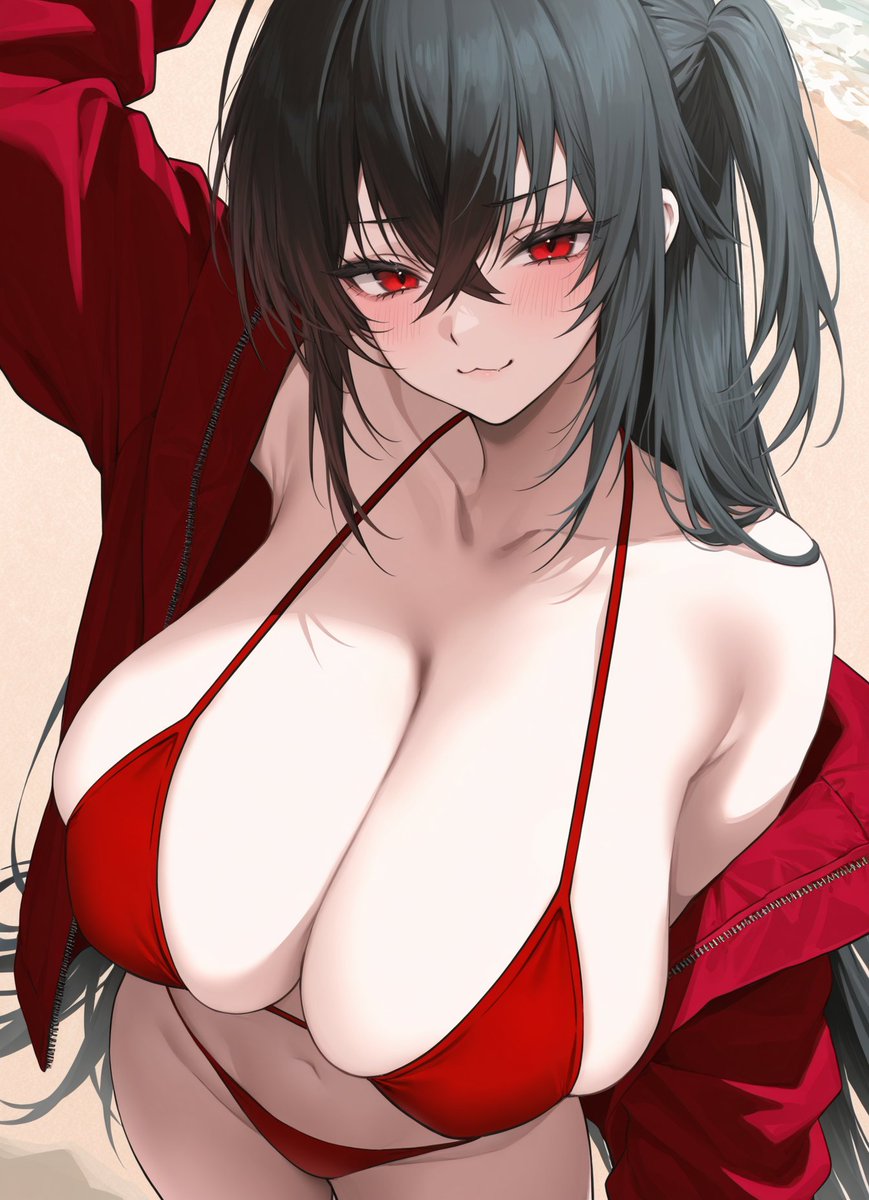 kamekanaa's tweet photo. who will be first into the water? ~ 💙❤️

#taihou #azurlane https://t.co/NdjPGkEtak