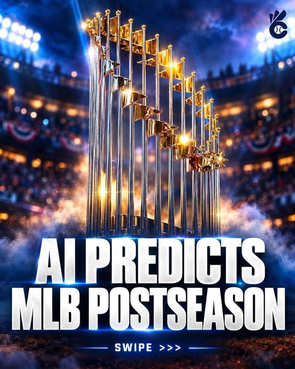 Cover3Net's tweet photo. AI PREDICTS THE 2026 MLB POSTSEASON. 🤖⚾️

Using an AI prediction model, we simulated the full MLB playoffs and World Series MVP! 🏆

Swipe through for the full postseason predictions. 👀 #Postseason https://t.co/zTnqYPenOh