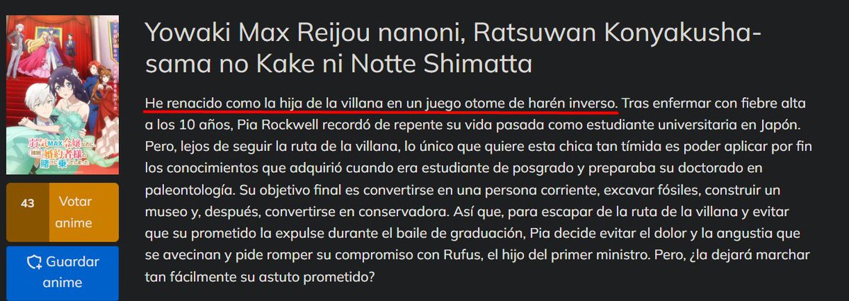 Anim3njoyer's tweet photo. Nuevo anime de temporada: "He renacido como la hija de la villana en un juego otome de harén inverso." Lo he dropeado antes de que se estrene.

La industria está muriendo y la estáis matando ustedes, hijos de p*ta. https://t.co/am8ztUSEJe