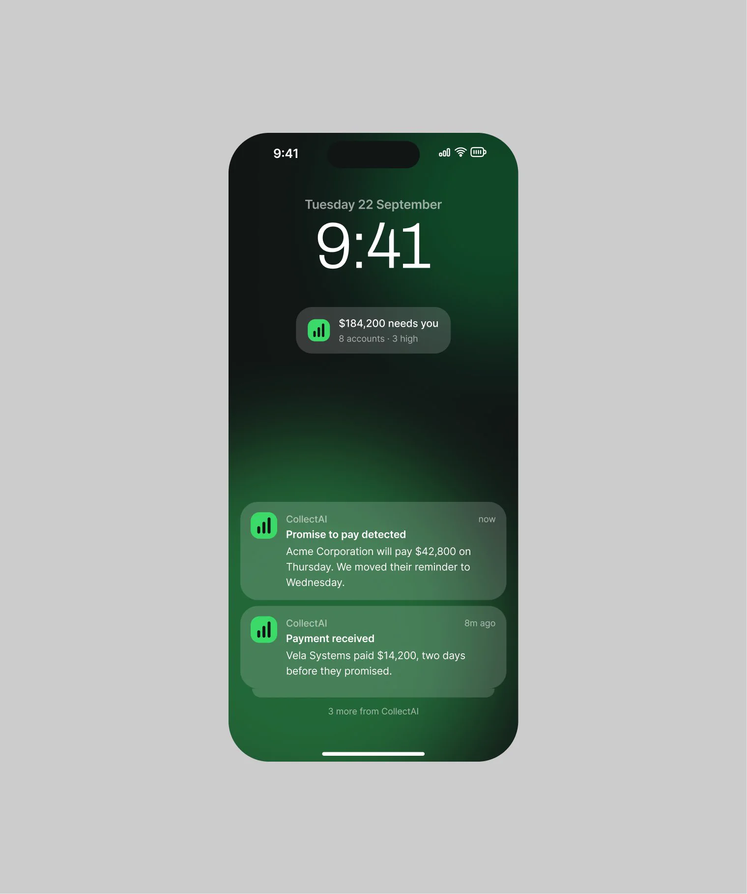 미수금 회수 iOS 앱 — 잠금화면 알림과 우선순위 계정 리스트