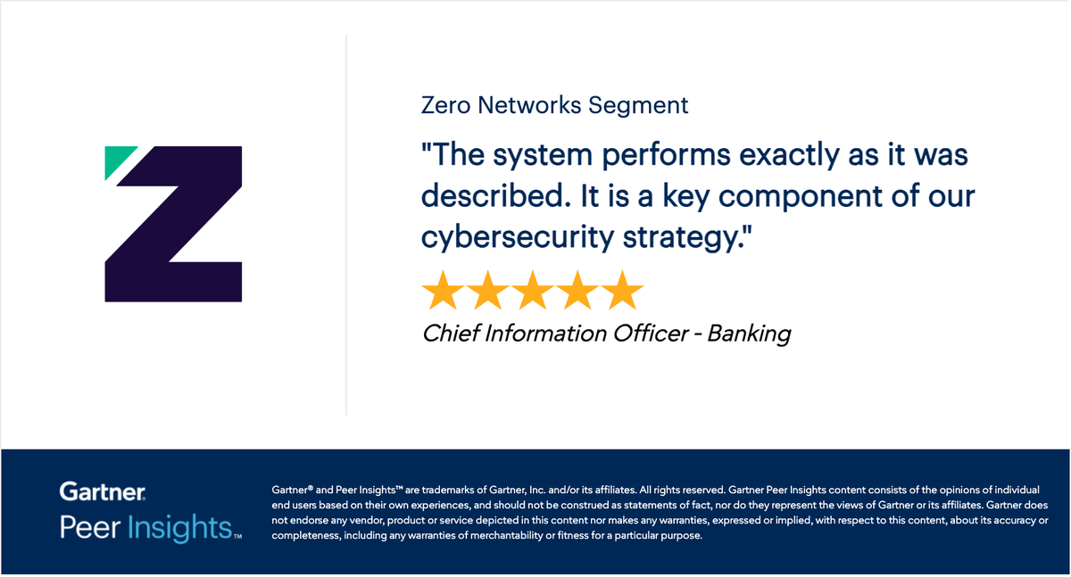 ZeroNetworks's tweet photo. ✨💙💚It just works.💚💙✨
Three little words, apparently totally unbelievable.
Let our customers tell you: "Deploys and performs exactly as sold."

Hear about our microsegmentation abilities from a CIO in the Banking industry:
Read the full review here: https://t.co/6lBWhbNYwJ
"Very easy to deploy and manage. Provides strong visibility into our systems' network traffic"

Your turn: see how easy microsegmentation can be. Book a demo ➡️ https://t.co/rcdQWGkbnE