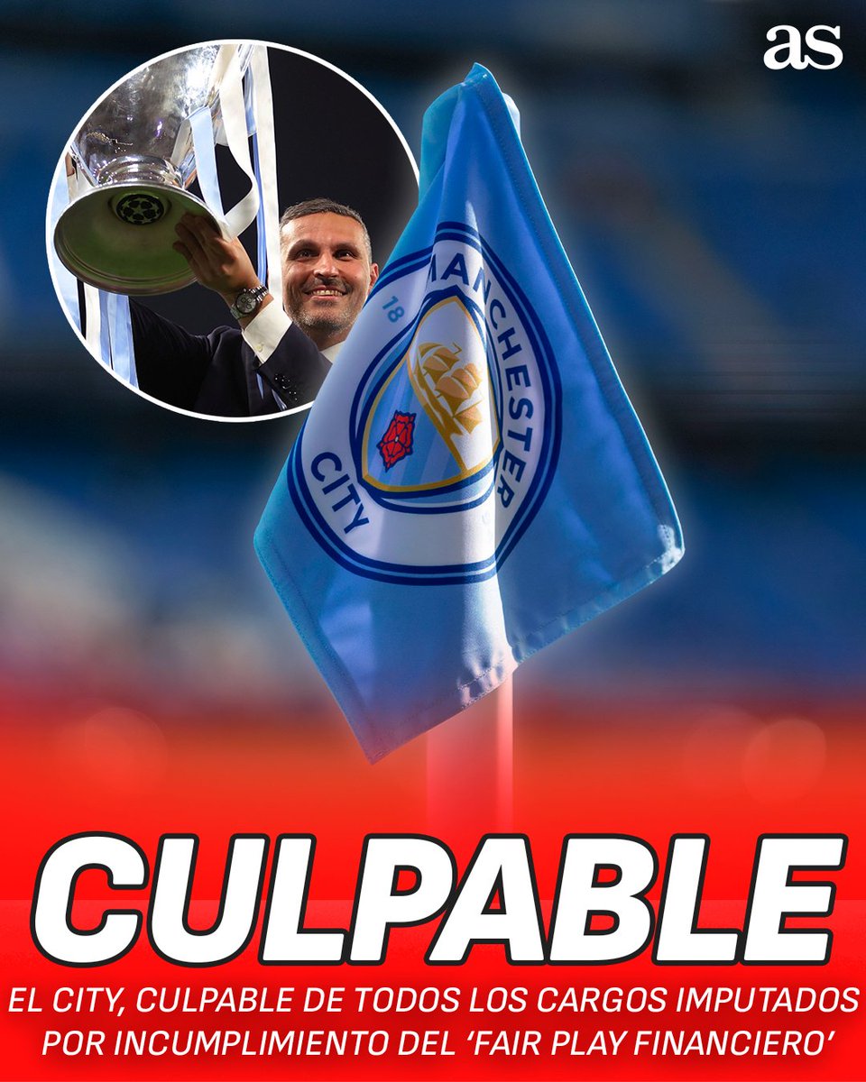 diarioas's tweet photo. 🚨 ¡¡𝐎𝐅𝐈𝐂𝐈𝐀𝐋: 𝐄𝐋 𝐂𝐈𝐓𝐘, 𝐂𝐔𝐋𝐏𝐀𝐁𝐋𝐄!! 🚨

📝 La Premier League oficializa que la Comisión independiente declara culpable al club de todos los cargos imputados por incumplimiento del ‘Fair Play Financiero’. Los ‘citizens’ tienen hasta el 2 de octubre para apelar https://t.co/DsWRM5sTSY